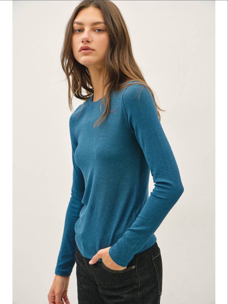 Be Cool Ribbed Crewneck Longsleeve Top