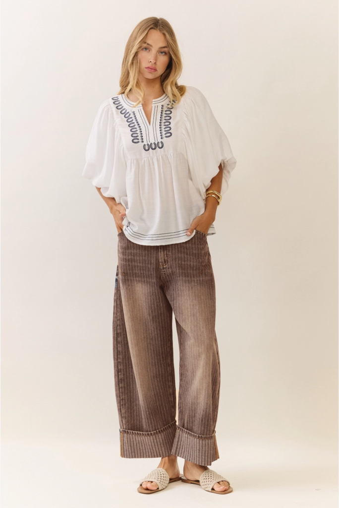 Oddi Striped Barrel Carpenter Culottes Pants