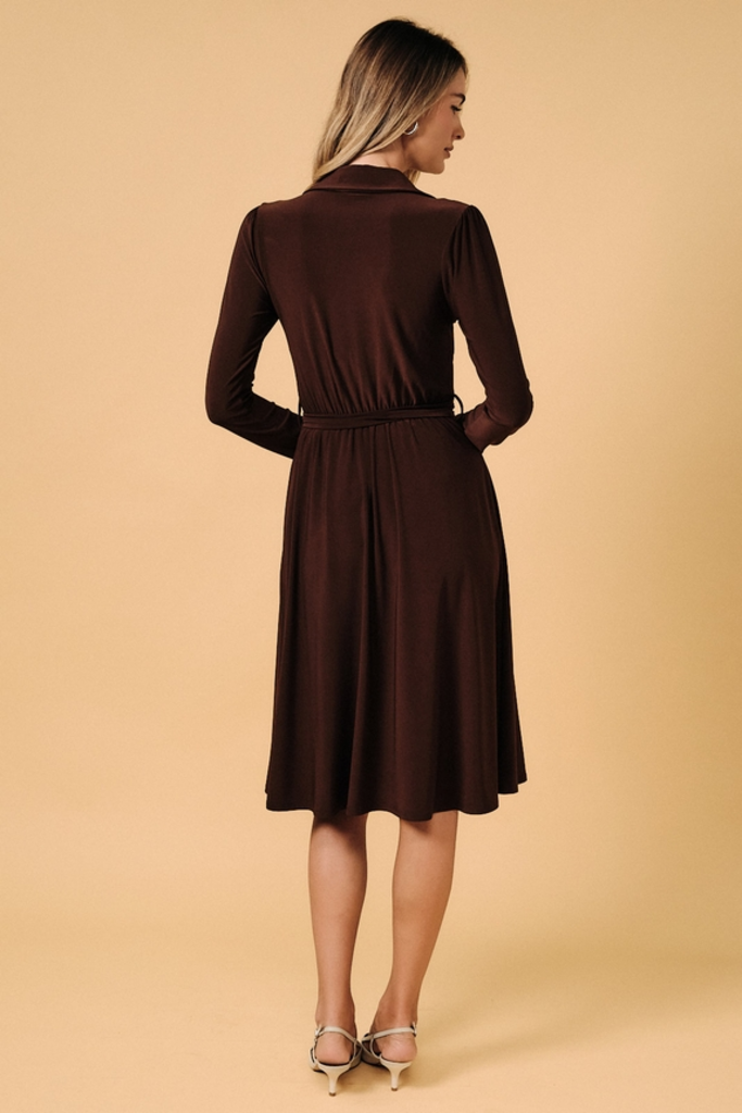 Sunday Edition Collared Long Sleeve Waist Tie Dress