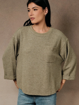 Sunday Edition Ribbed Pocket Knit Top