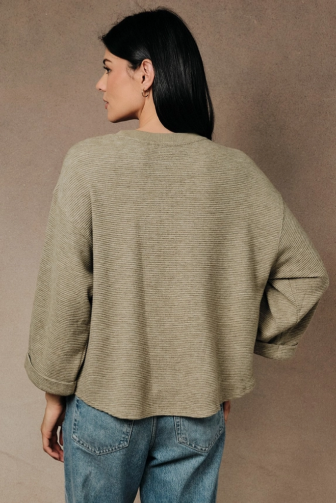 Sunday Edition Ribbed Pocket Knit Top