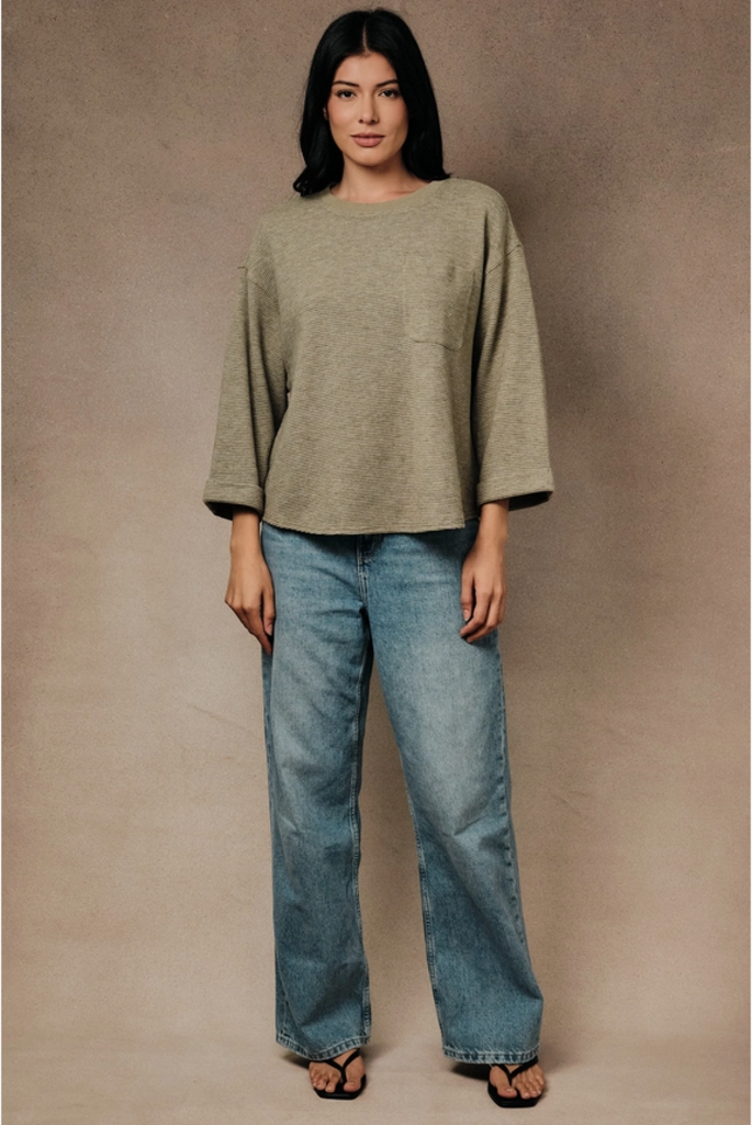 Sunday Edition Ribbed Pocket Knit Top