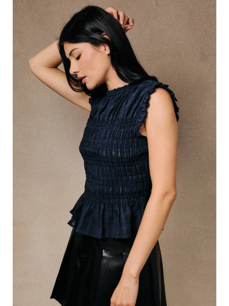 Sunday Edition Smocked Ruffle Peplum Top