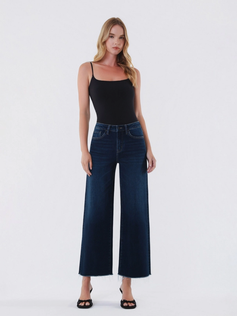 Vervet by Flying Monkey High Rise Dark Wash Ankle Wide Leg Jeans