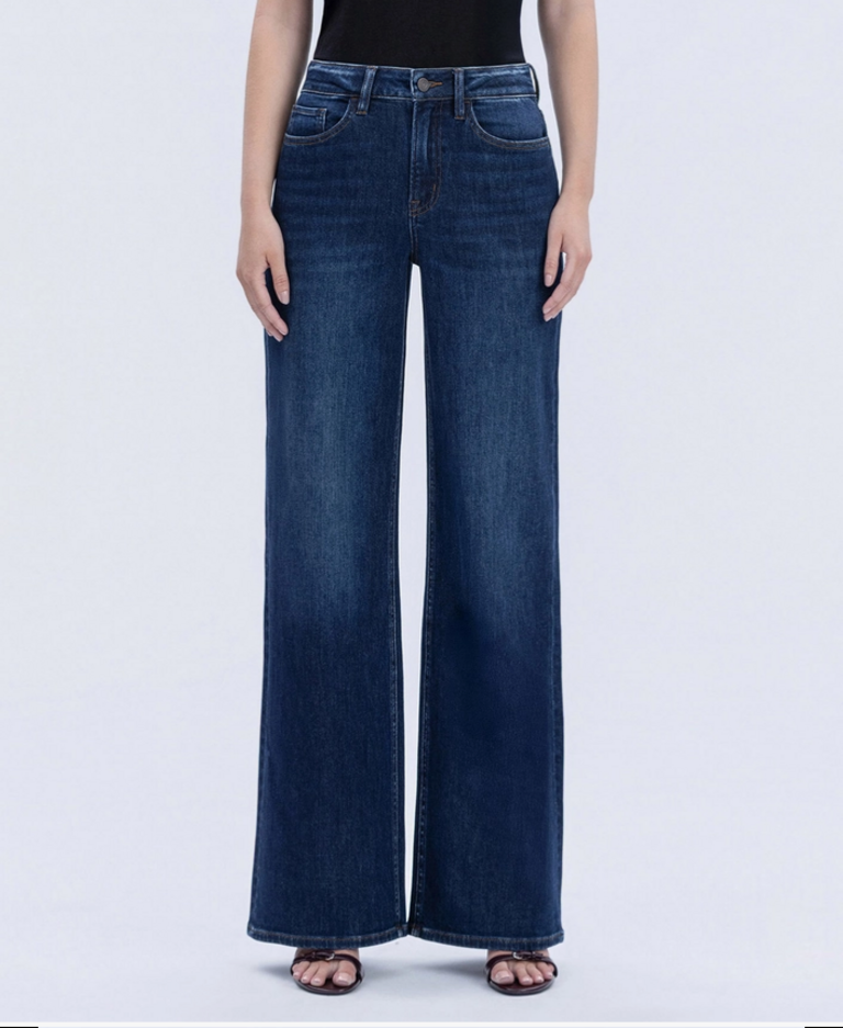 Vervet by Flying Monkey Super High Rise Full Length Dark Wash Wide Jeans