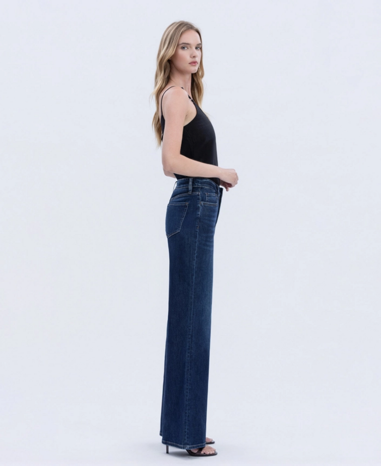 Vervet by Flying Monkey Super High Rise Full Length Dark Wash Wide Jeans