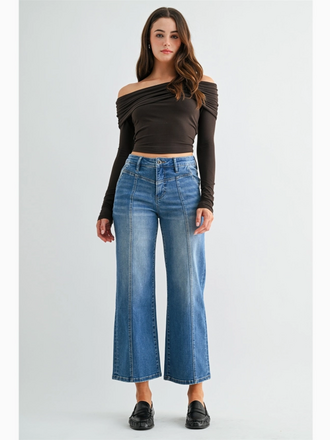 Mica Denim High-Rise Wide Crop - Tummy Tuck