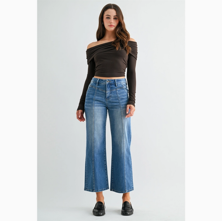 Mica Denim High-Rise Wide Crop - Tummy Tuck
