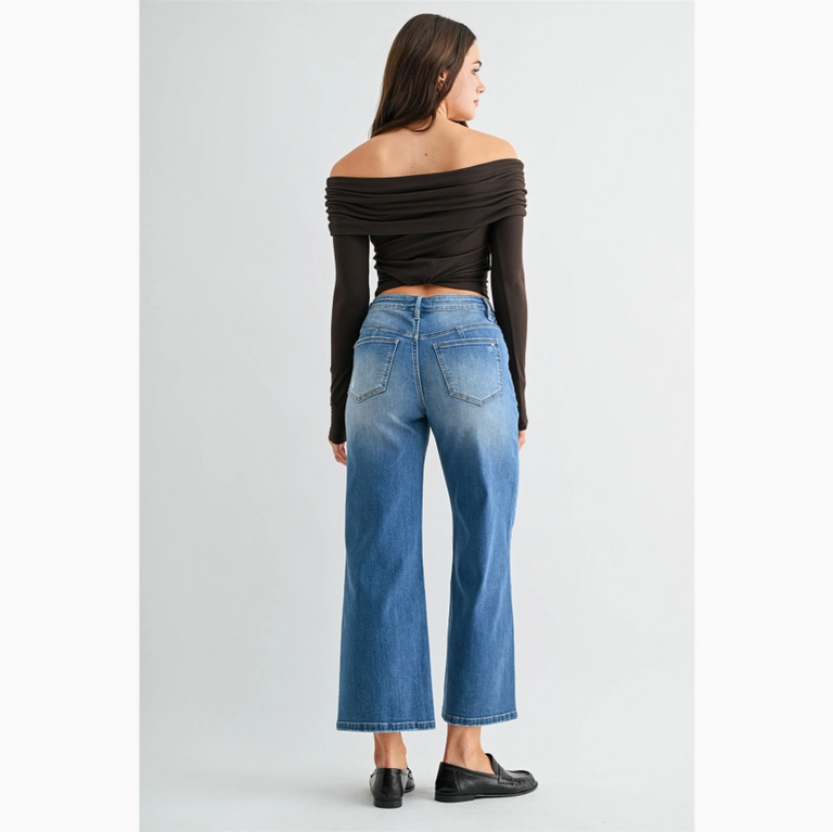 Mica Denim High-Rise Wide Crop - Tummy Tuck
