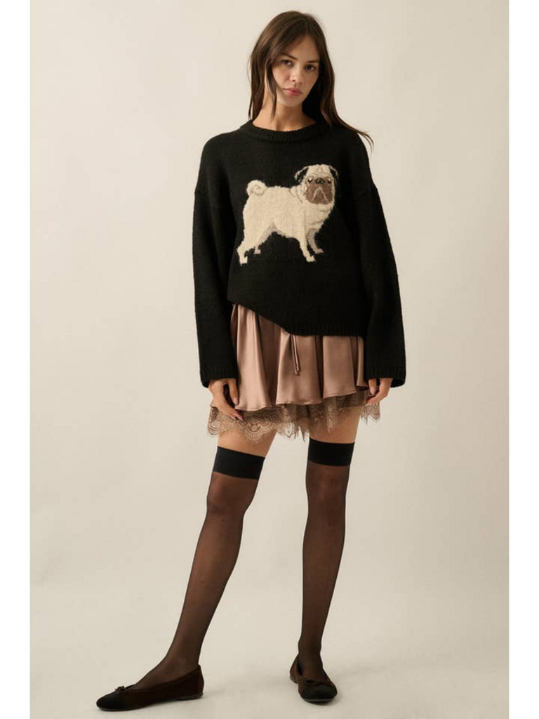 Promesa Pug Dog Knit Sweater