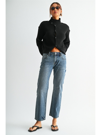 Mica Denim Mid-Rise Straight Leg Ankle Jeans