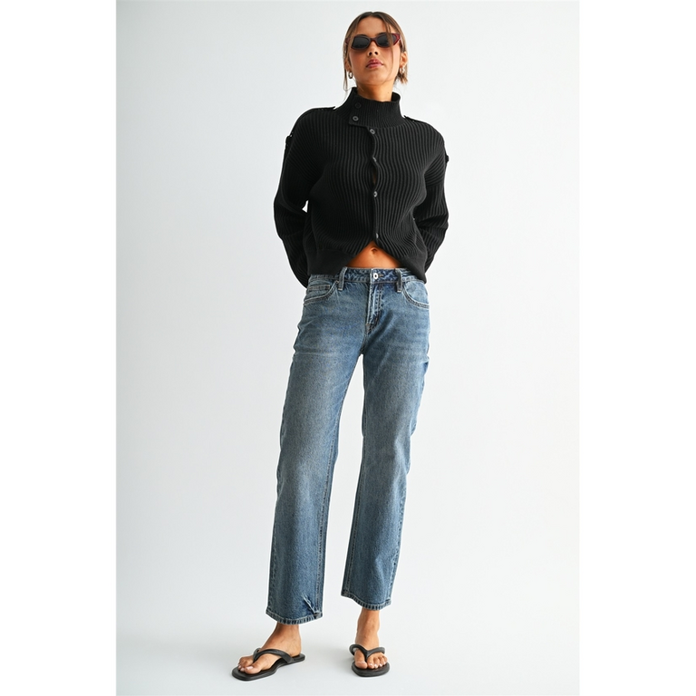 Mica Denim Mid-Rise Straight Leg Ankle Jeans
