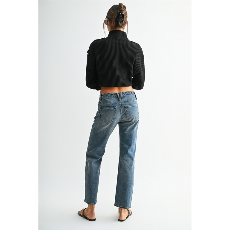 Mica Denim Mid-Rise Straight Leg Ankle Jeans