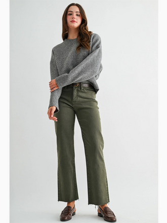 Mica Denim High Rise Straight Ankle - Tummy Tuck Jeans in Verdigris