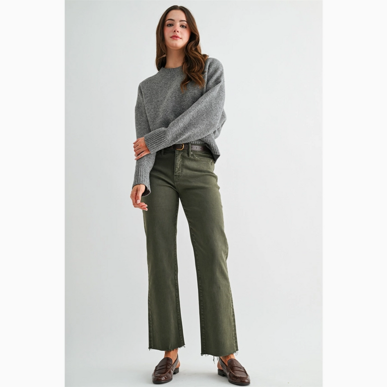 Mica Denim High Rise Straight Ankle - Tummy Tuck Jeans in Verdigris