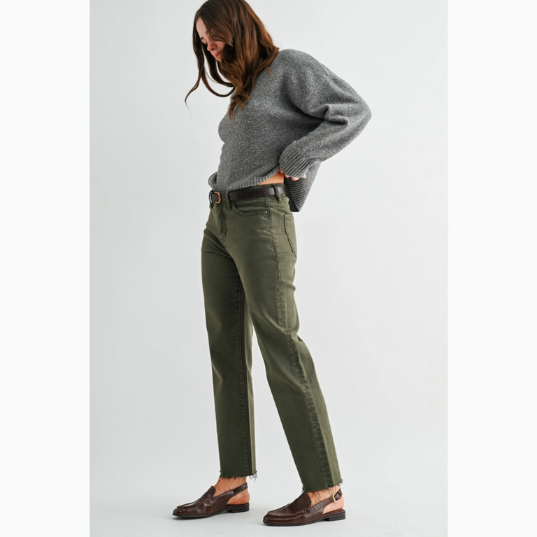 Mica Denim High Rise Straight Ankle - Tummy Tuck Jeans in Verdigris