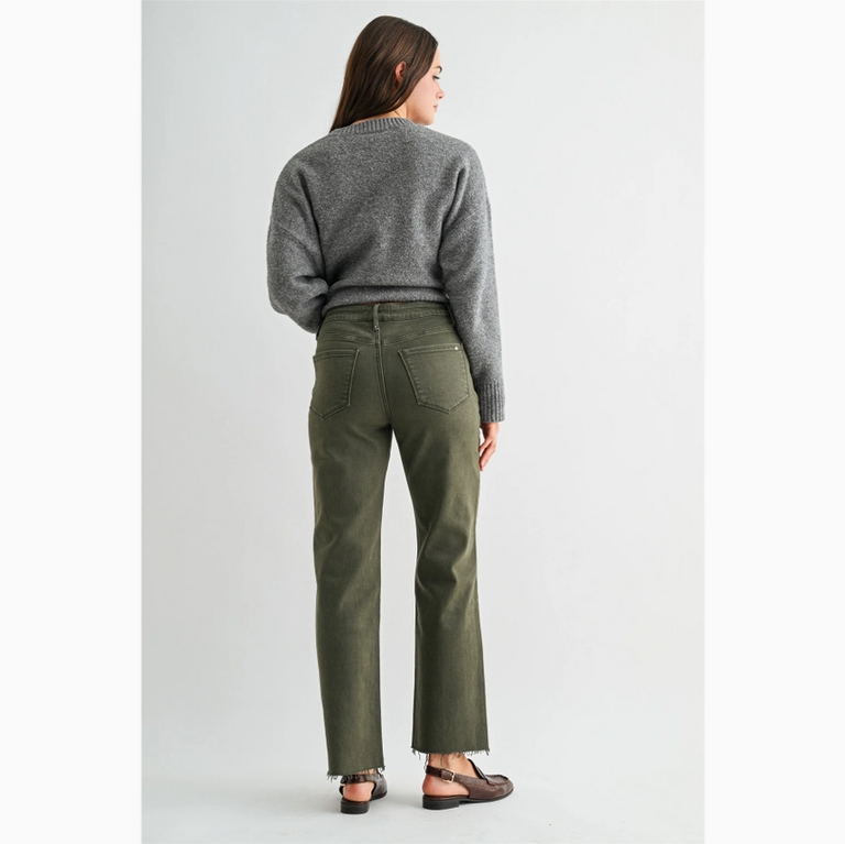 Mica Denim High Rise Straight Ankle - Tummy Tuck Jeans in Verdigris