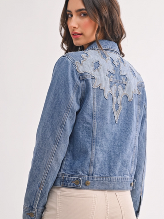Camellia Western Embellished Denim Jacket