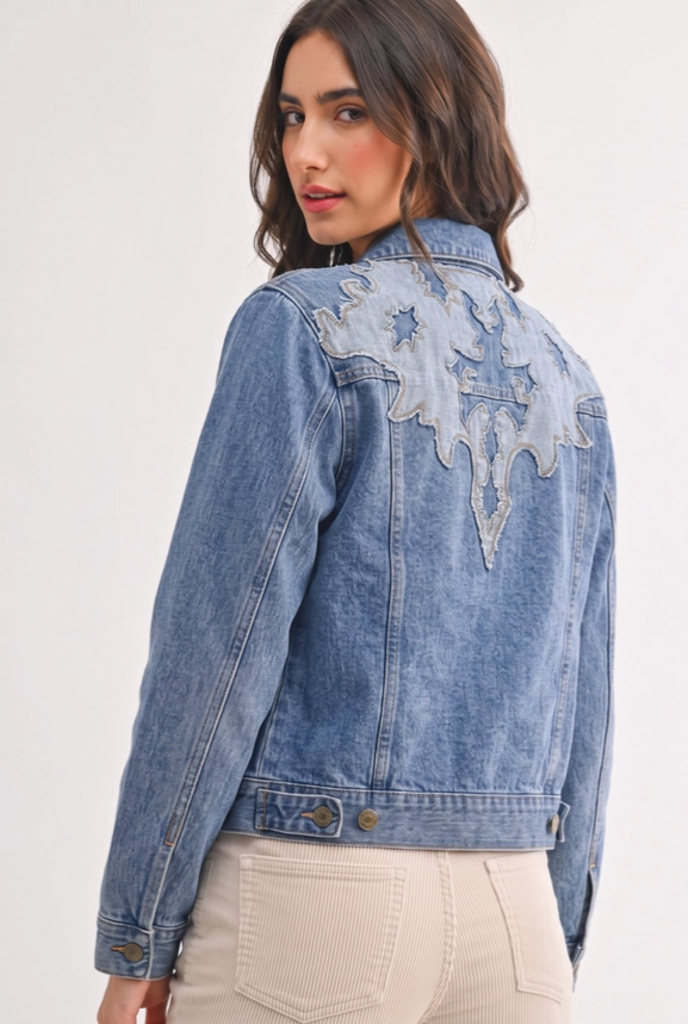 Camellia Western Embellished Denim Jacket