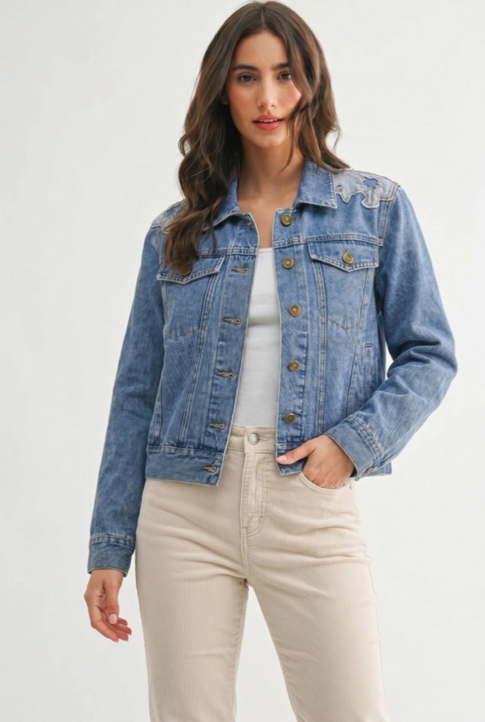 Camellia Western Embellished Denim Jacket