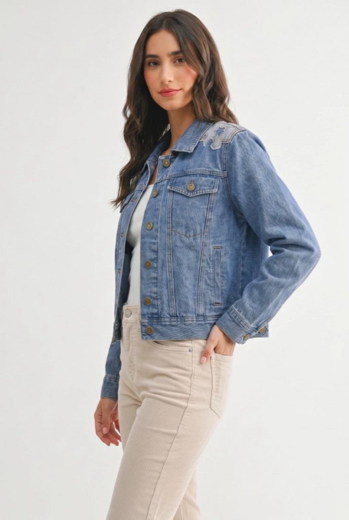 Camellia Western Embellished Denim Jacket