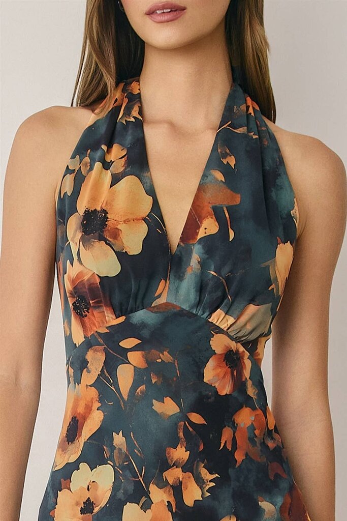 Dress Forum Floral Chiffon Halter Dress