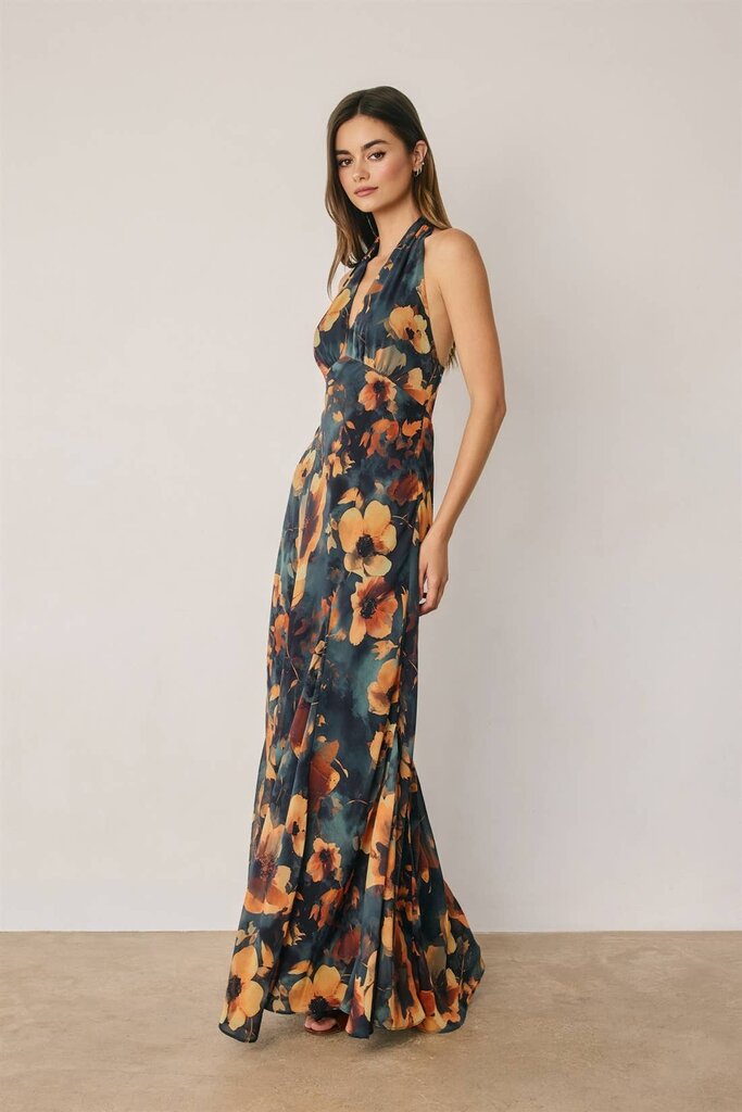 Dress Forum Floral Chiffon Halter Dress