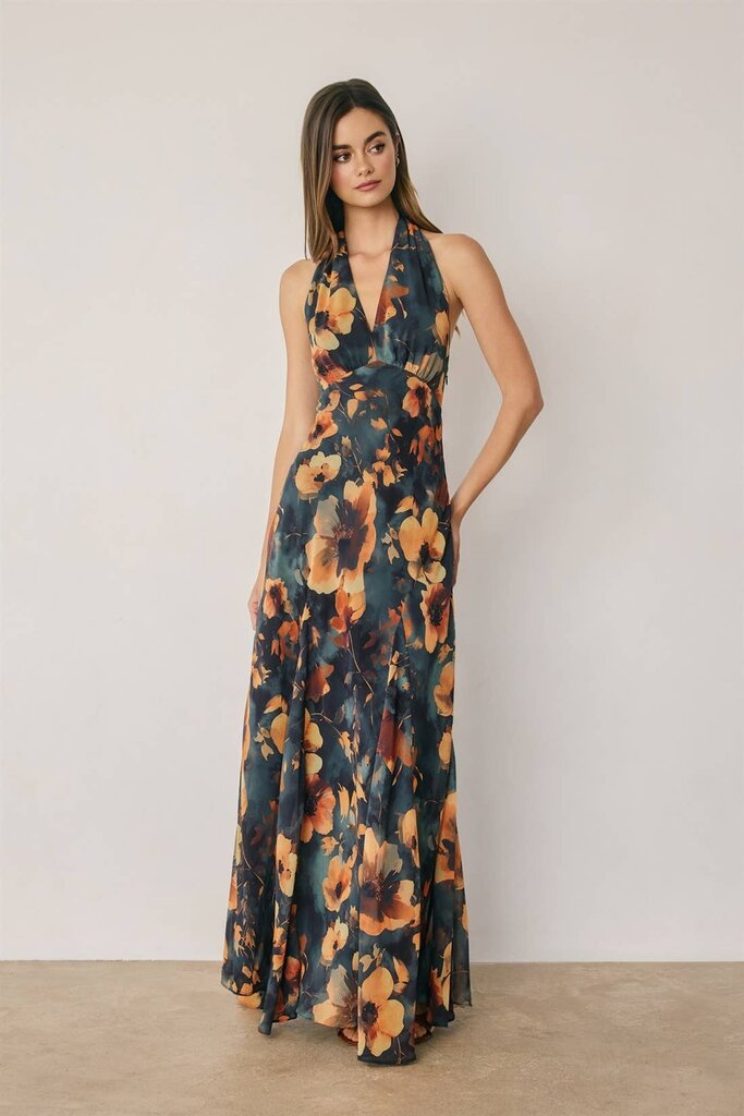 Dress Forum Floral Chiffon Halter Dress