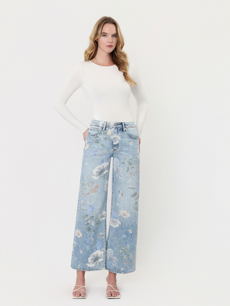 Vervet by Flying Monkey Super High Rise Floral Flare Jeans