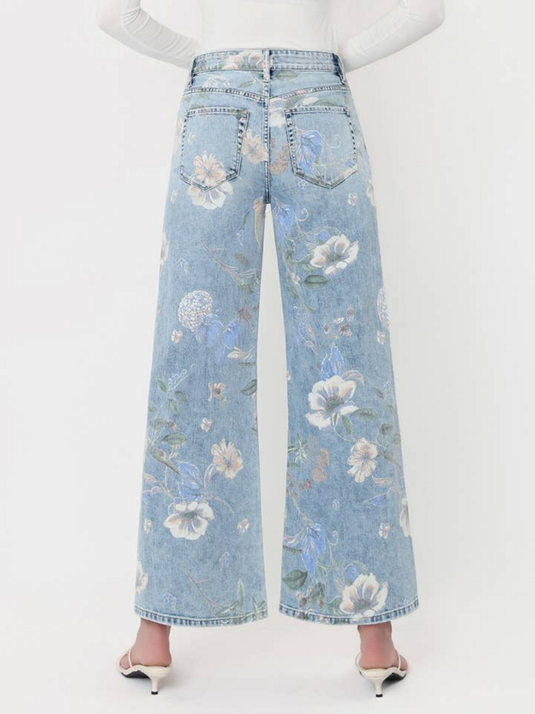 Vervet by Flying Monkey Super High Rise Floral Flare Jeans