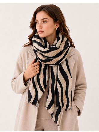 KNC Oversized Zebra Pattern Print Wrap Scarf