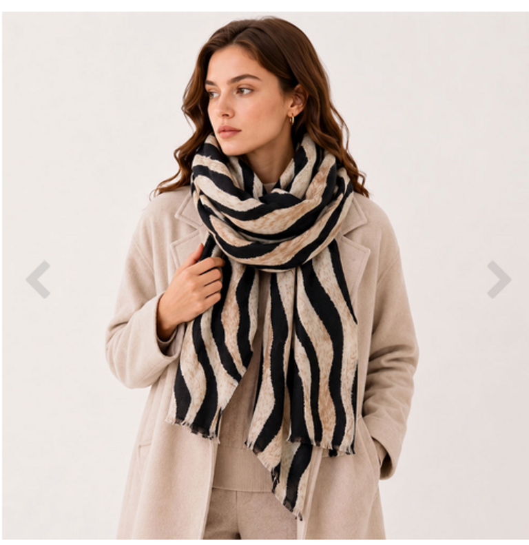 KNC Oversized Zebra Pattern Print Wrap Scarf