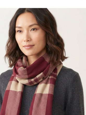 Blue Suede Classic Reversible Plaid Pattern Print Shawl Wrap Scarf