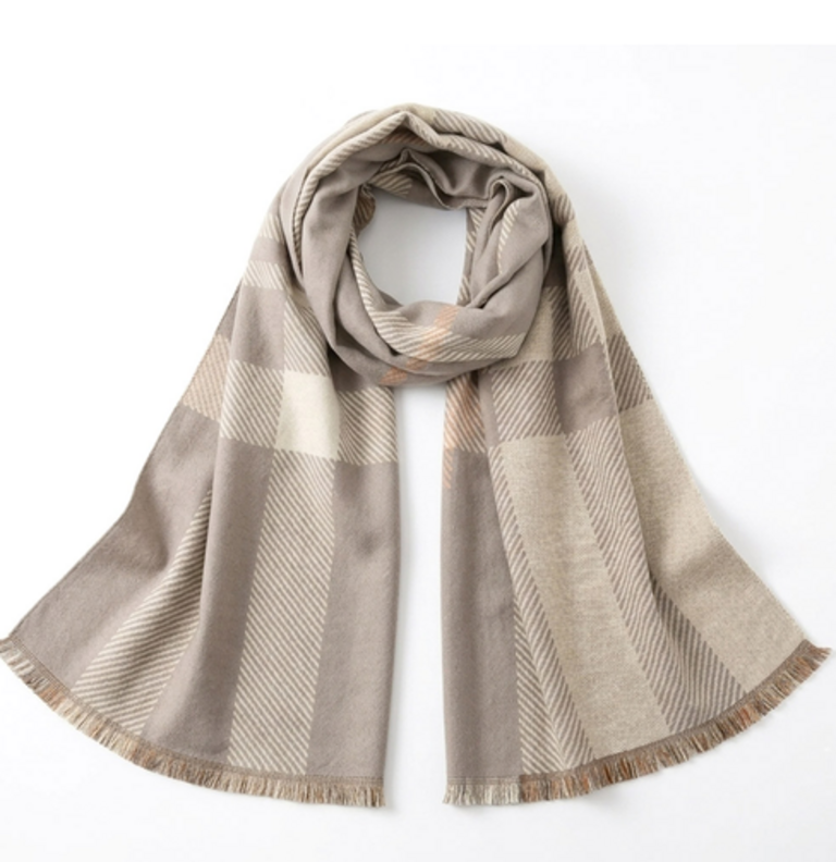 Blue Suede Classic Reversible Plaid Pattern Print Shawl Wrap Scarf