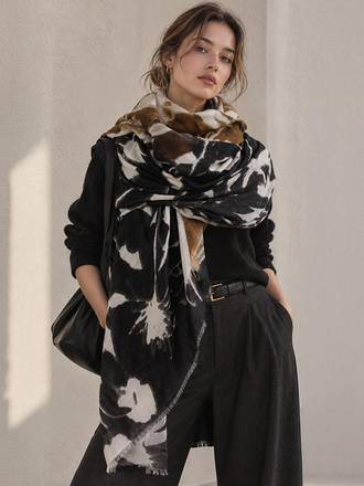 Blue Suede Lightweight Oversized Bold Tie-Dye Scarf Wrap