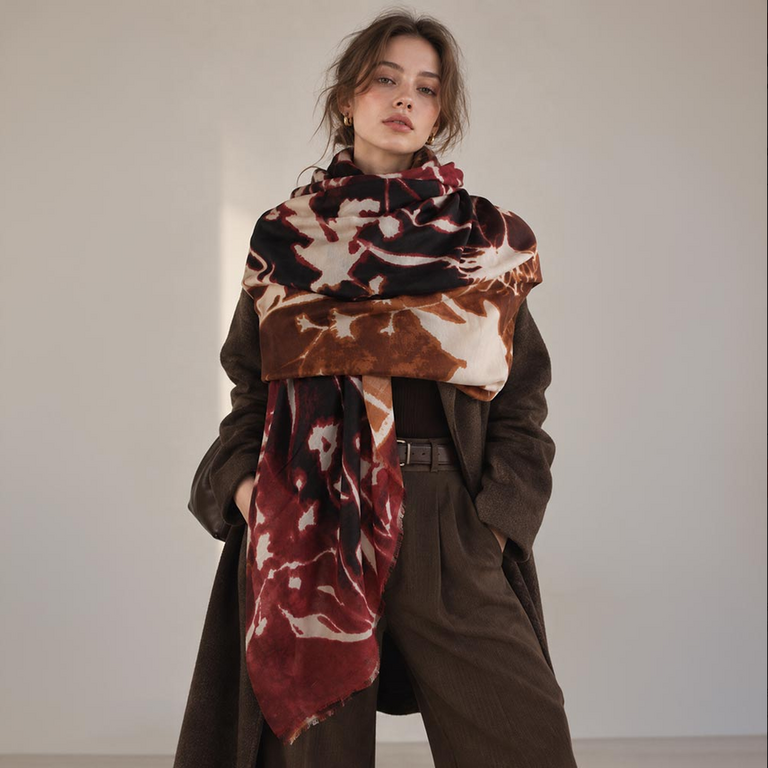 Blue Suede Lightweight Oversized Bold Tie-Dye Scarf Wrap