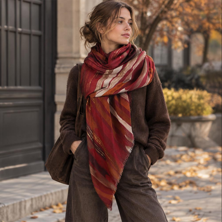 Blue Suede Lightweight Geometric Print Shawl Wrap Scarf