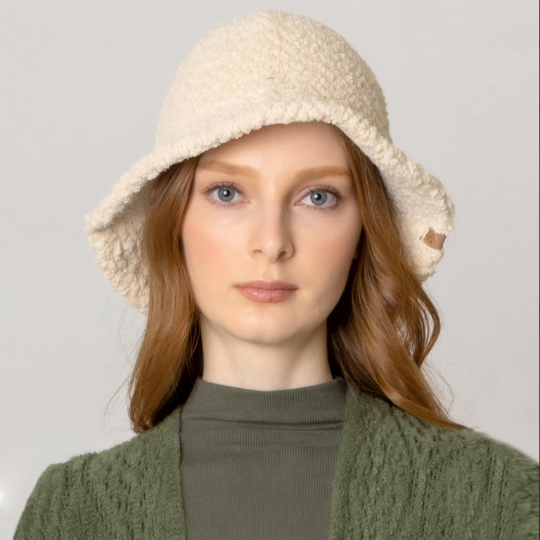 Blue Suede Teddy Sherpa Bucket Hat