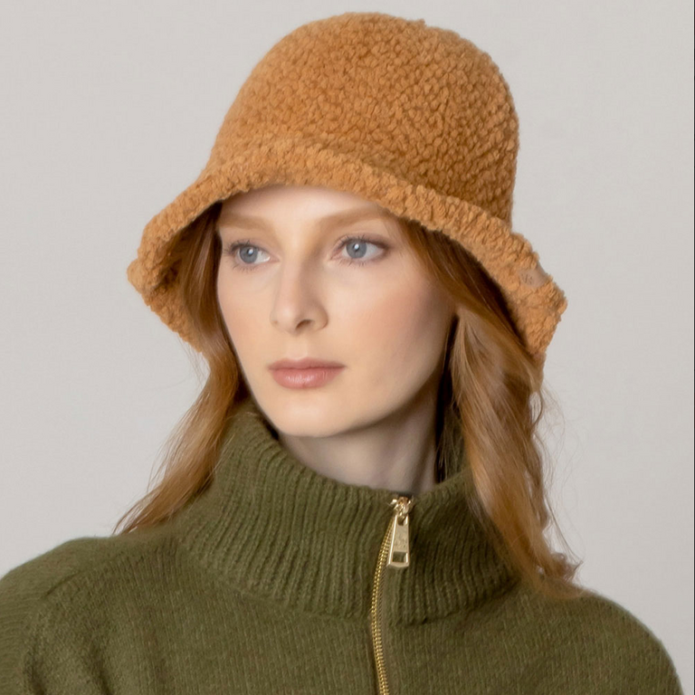 Blue Suede Teddy Sherpa Bucket Hat