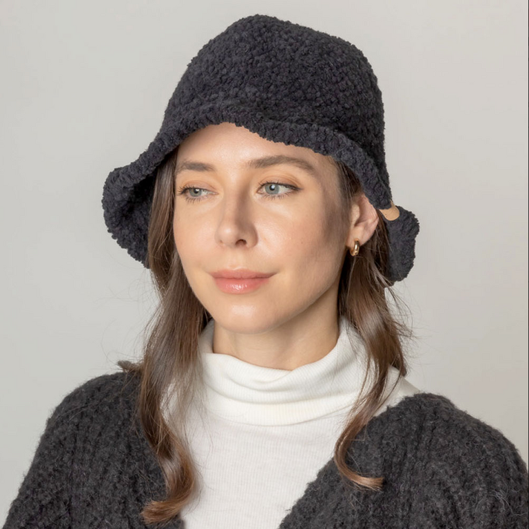 Blue Suede Teddy Sherpa Bucket Hat