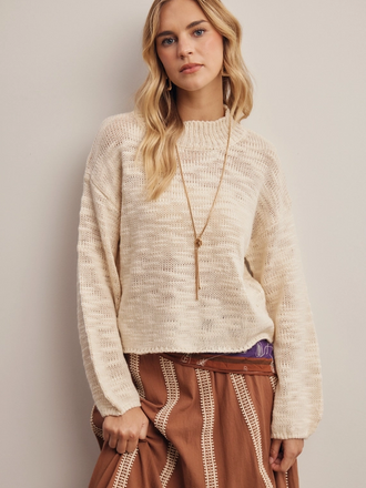 Forte Mock Neck Marled Knit Sweater