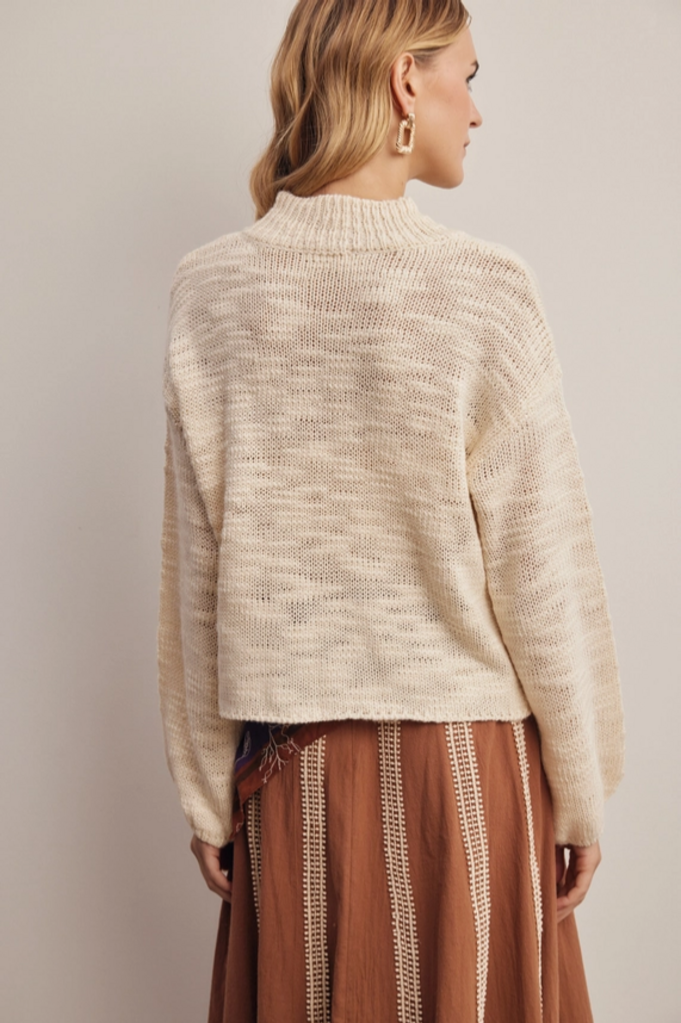 Forte Mock Neck Marled Knit Sweater