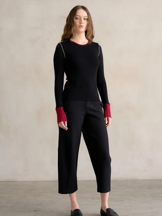 Elle Grey Colorblock Long Sleeve Knit Top