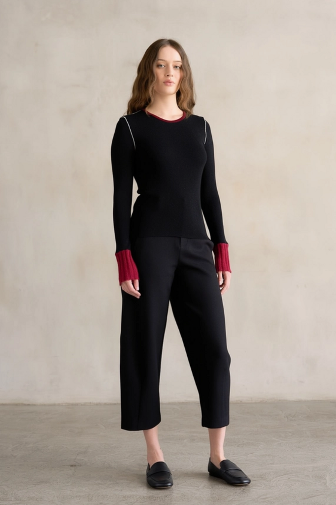 Elle Grey Colorblock Long Sleeve Knit Top