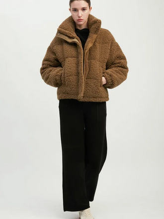 Common Knit Teddy Bouclé Puffer Jacket ONE SIZE