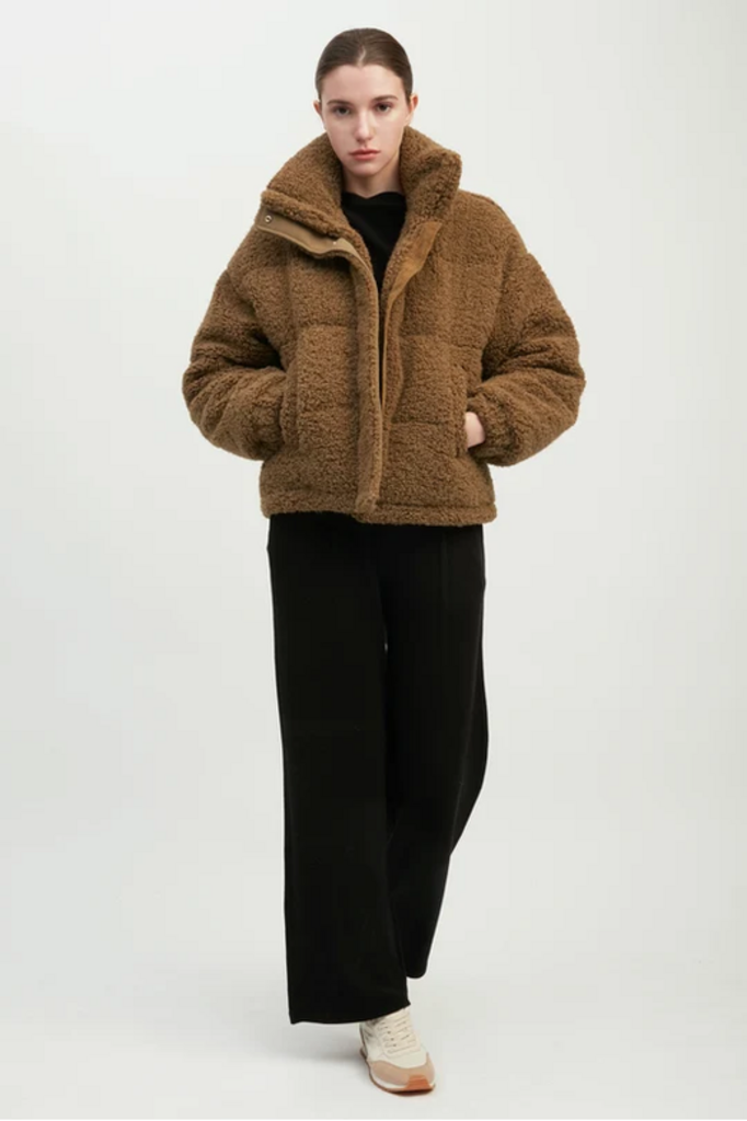 Common Knit Teddy Bouclé Puffer Jacket ONE SIZE