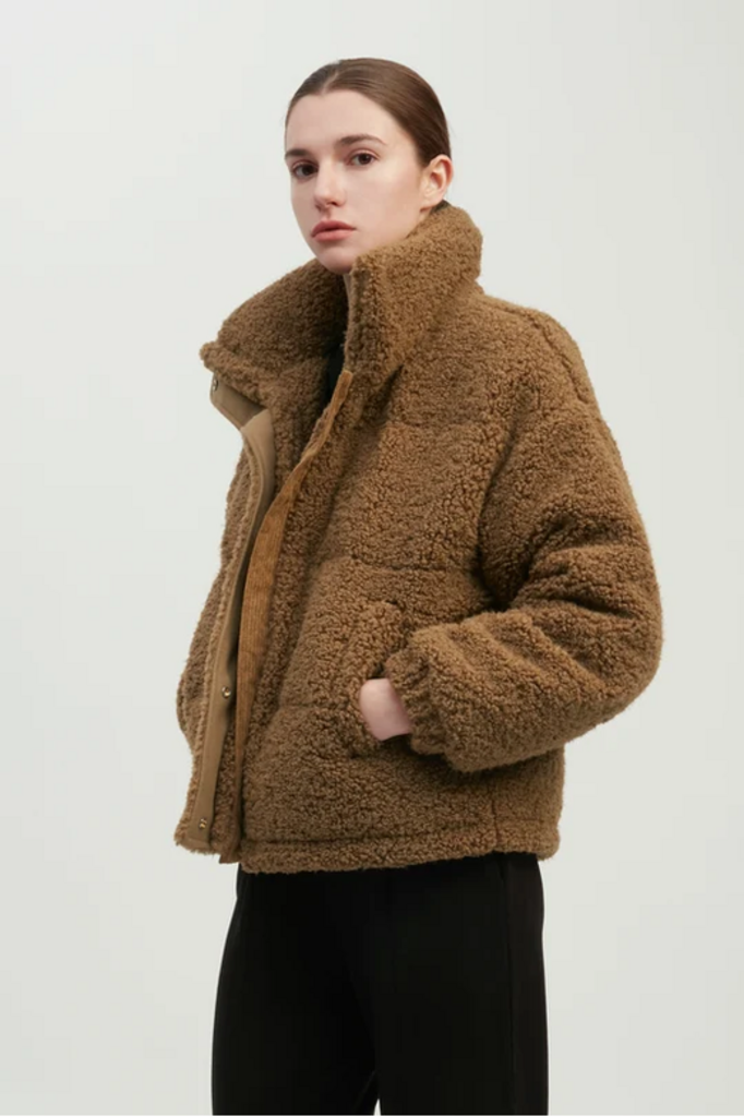 Common Knit Teddy Bouclé Puffer Jacket ONE SIZE