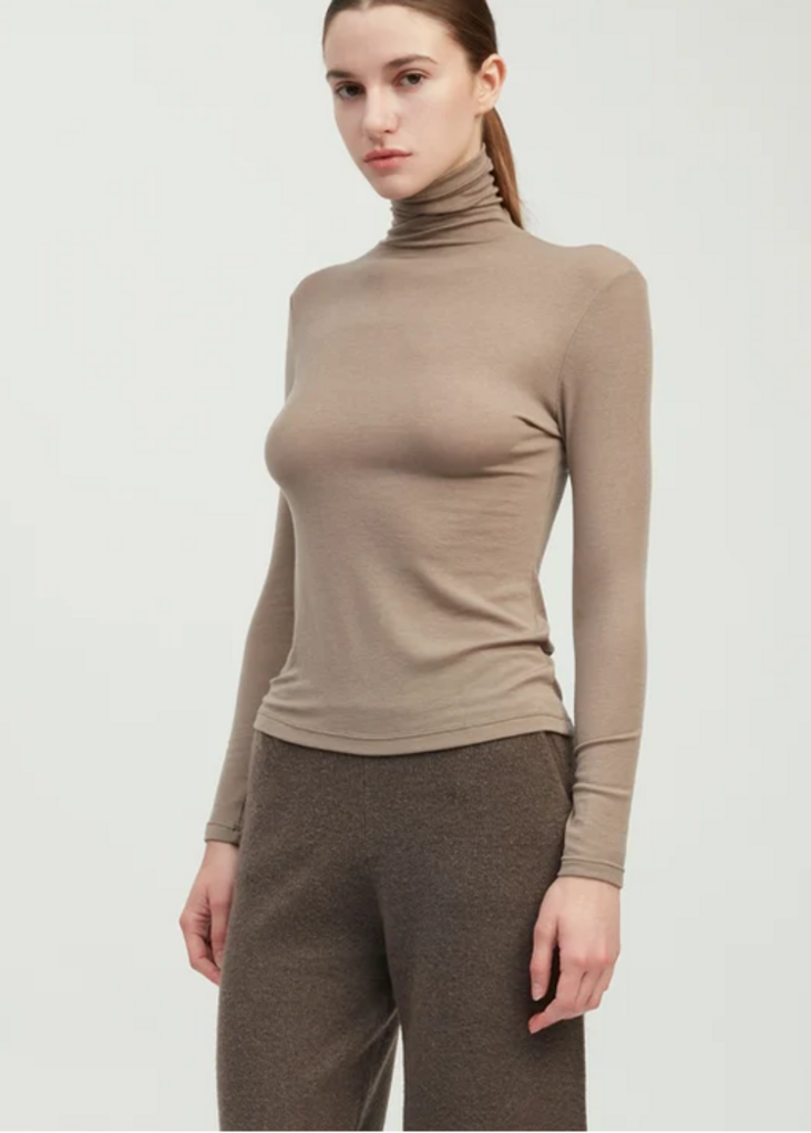 Common Knit Ultra Stretch Tencel High Neck Top