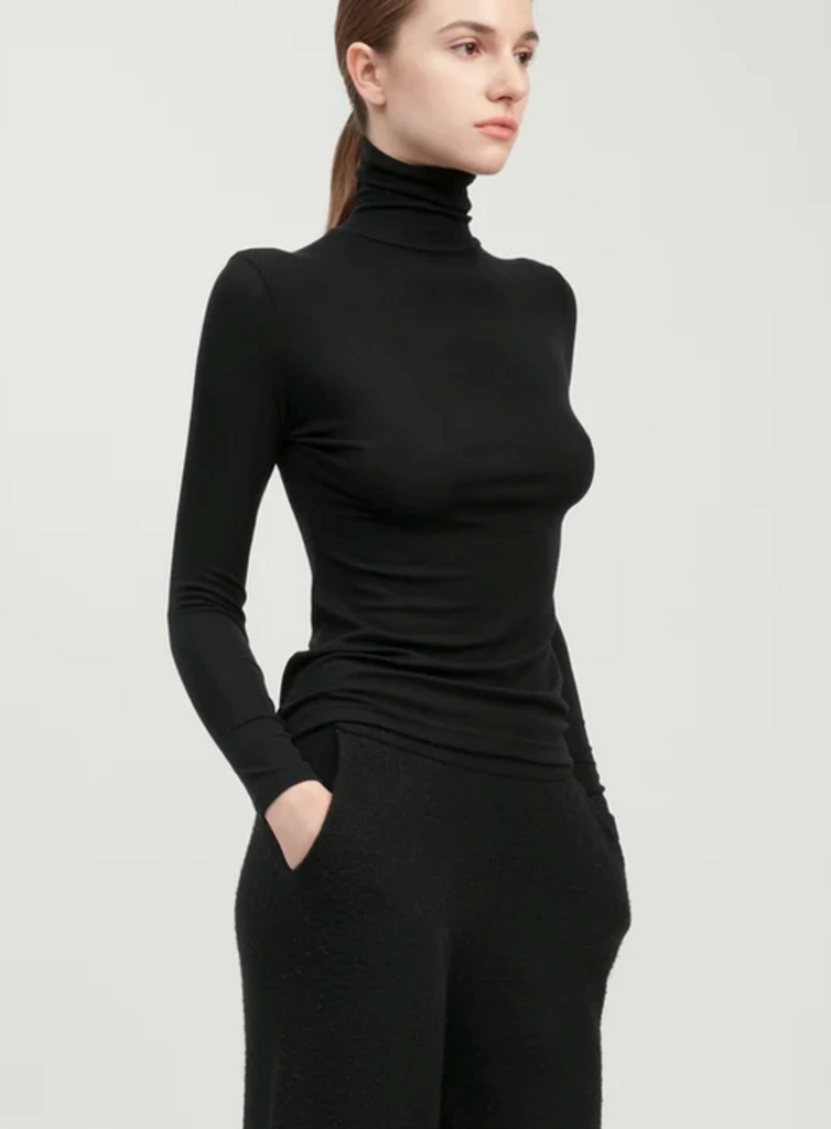 Common Knit Ultra Stretch Tencel High Neck Top
