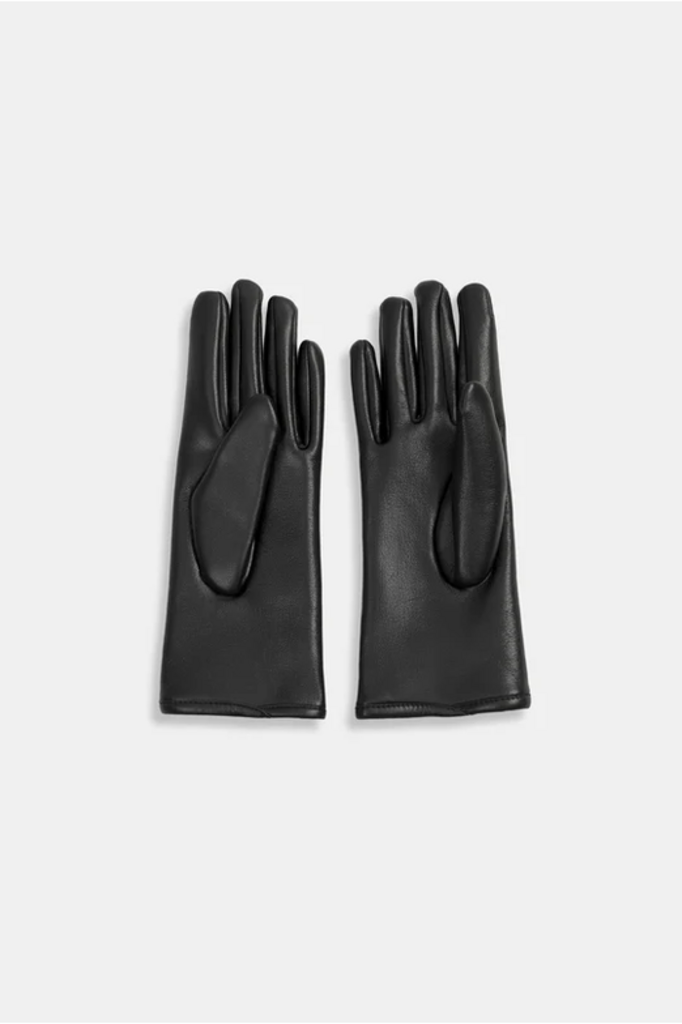 Common Knit Bow Detail Leather Gloves